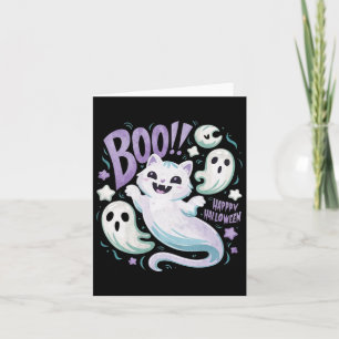 Cartão Gatinho Ghost Ghost Boo Halloween