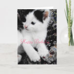 Cartão Gatinho Manx bonito do feliz aniversario<br><div class="desc">Cartão de aniversário bonito que caracteriza um gatinho manx da menina bonito.</div>