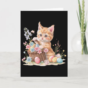 Cartão Gatinho Páscoa Gatinho Ovos Arte