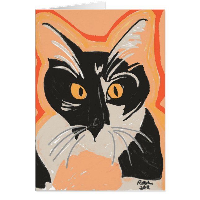 Cartão Gatinho preto e branco (Frente)