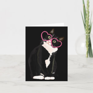 Cartão Gatinho Preto Legal Coração Vermelho Gles Feliz Va