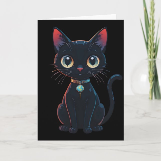 Cartão Gatinho Preto Sinistro (Frente)