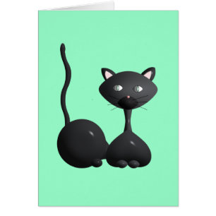 Cartão Gatinho que relaxa no verde