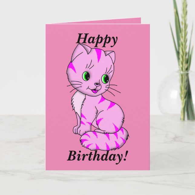 Cartão Gatinho Rosa Bonito (Frente)