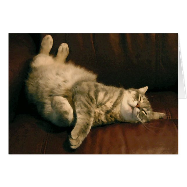 Cartão Gatinho satisfeito (Frente Horizontal)