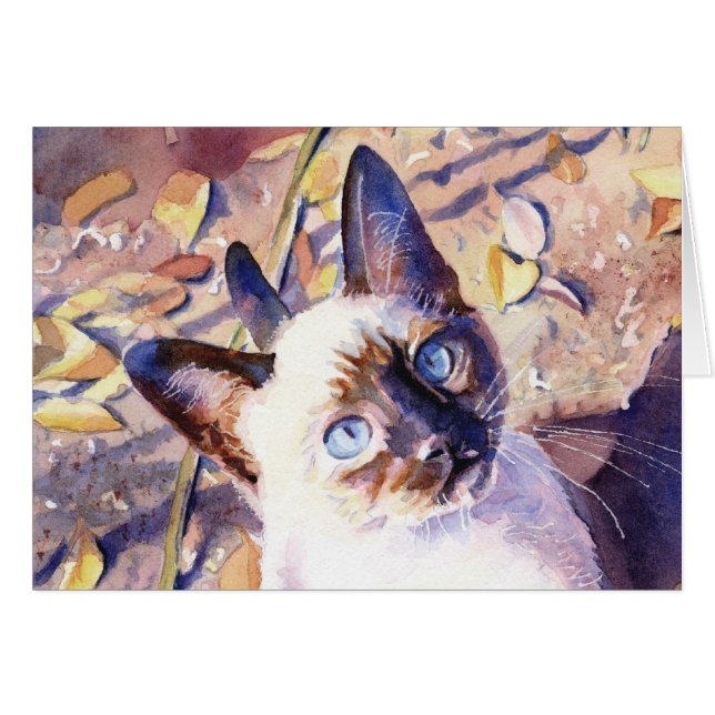 Cartão Gatinho Siamese (Frente Horizontal)