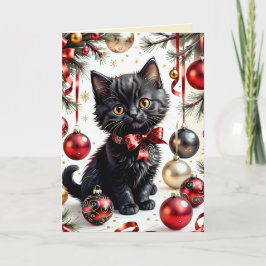 Cartão Gatinho Xmas e Baubles n.o 1