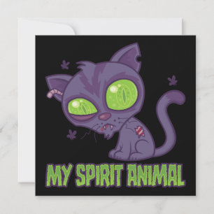 Cartão Gatinho Zumbi é Meu Animal Espiritual