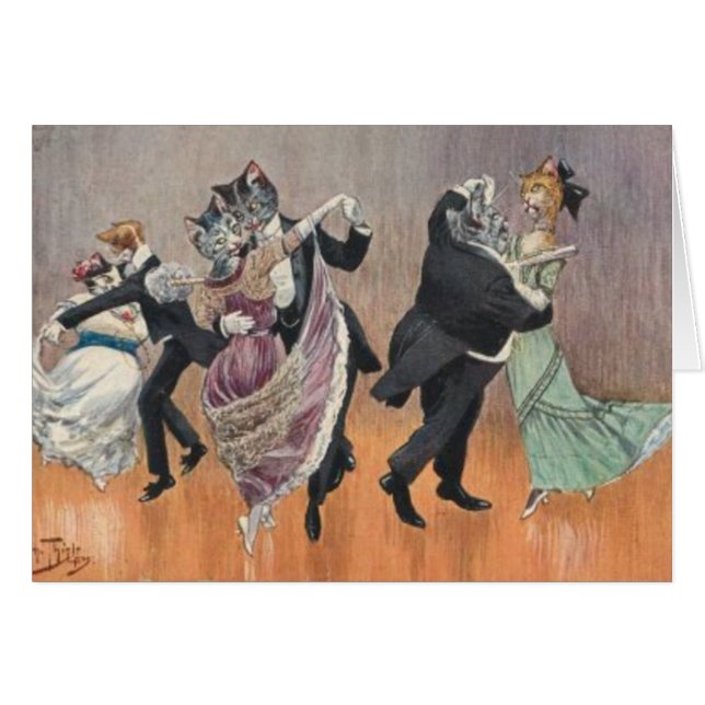 Cartão Gatinhos da dança (Frente Horizontal)