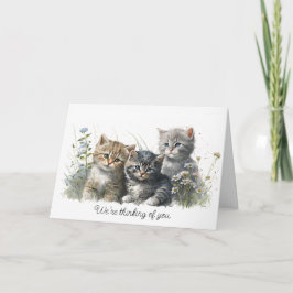 Cartão Gatinhos de Aquarela pensando em você