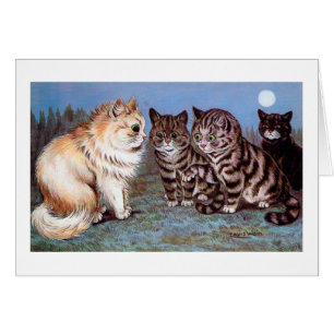 Cartão Gatinhos reunidos à Lua, Louis Wain