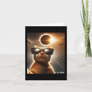 Cartão Gato A Tomar Uma Selfie Com O Solar 2024 Eclipse W