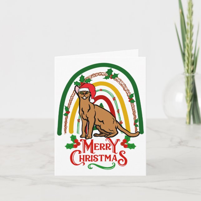 Cartão Gato Abissínio Feliz Natal (Frente)