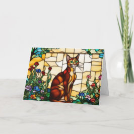 Cartão Gato Abissínio Fofo em Vidro Pintado