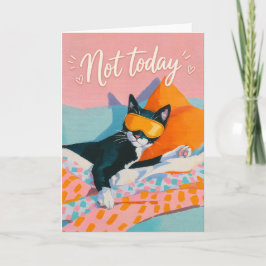 Cartão Gato Aconchegante Não Hoje Humor Relaxado