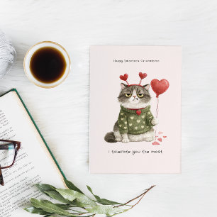 Cartão Gato Anti-Valentine Engraçado Eu Tolero Você Mai