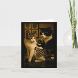 Cartão Gato Antigo Fumando Tatuagem Gatinho Tatuado Artis