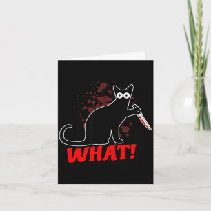 Cartão Gato assustador e assassino com faca gato o que_ h