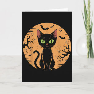 Cartão Gato Assustador Fantasia de Gato de Halloween Gato