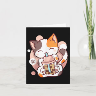 Cartão Gato Boba Chá Bubble Tea Anime Kawaii Neko
