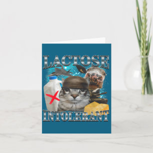 Cartão Gato Bobo Intolerante à Lactose Meme Dito Divertid