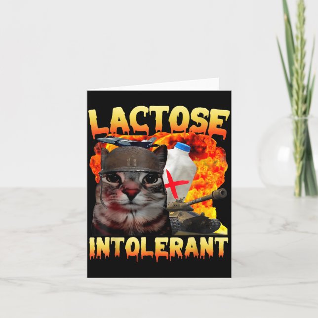Cartão Gato Bobo Intolerante à Lactose Meme Dito Divertid (Frente)
