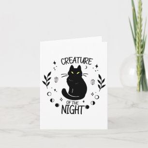 Cartão Gato bonitinho de Halloween Noite Queda Wiccan Mul
