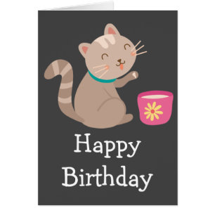 Cartão Gato bonito com desenho animado