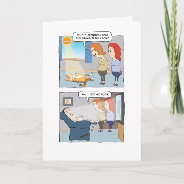 Cartão Gato bonito e engraçado em Ray of Sun Birthday (Frente)