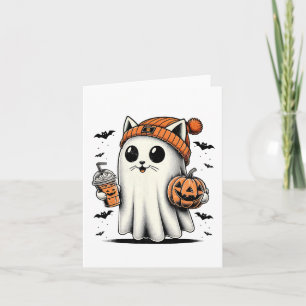 Cartão Gato Bonito Fantasma Ghost Café Engraçado Ghost Ha