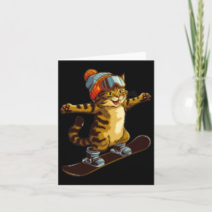 Cartão Gato Bonito Que Gosta De Snowboard Divertido
