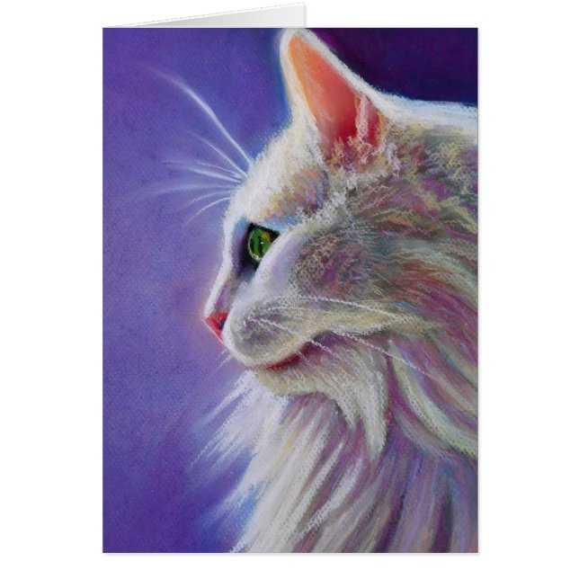 Cartão Gato Branco em Perfil (Frente)