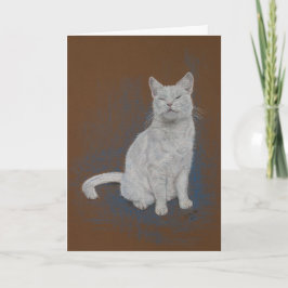 Cartão gato, branco, feliz aniversario, belas artes