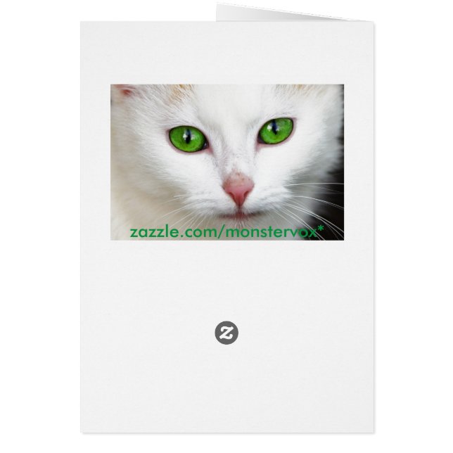 Cartão Gato Branco Olhado Verde (Verso)