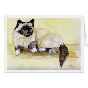 Cartão Gato Burmese do ponto do selo