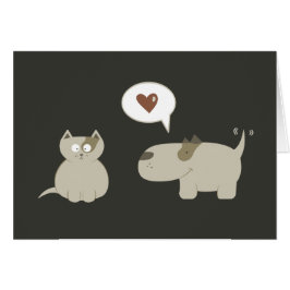 Cartão Gato Cachorro Engraçado Amor À Primeira Vista