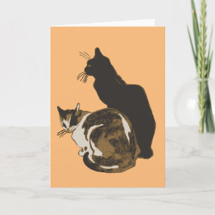 Cartão Gato Calico E Gato Preto Recortado