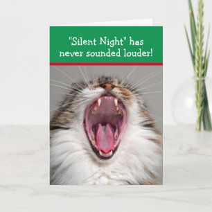 Cartão Gato Cantando Alto "Noite Silenciosa" Natal