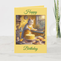 Gato Caprichoso Fazendo Bolo de Aniversário