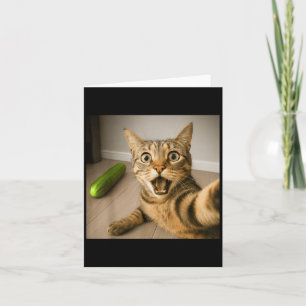 Cartão Gato Chocado Engraçado Selfie Com Design de Memóri