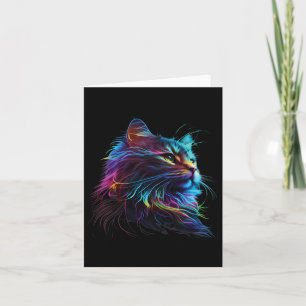Cartão Gato Colorido Bonito Para Gatinhos Amantes De Arte