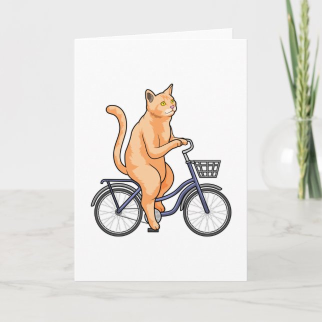 Cartão Gato com Bicicleta (Frente)
