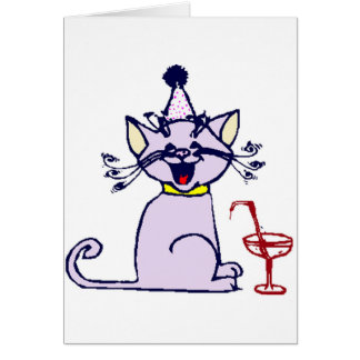 Cartão Gato com cocktail