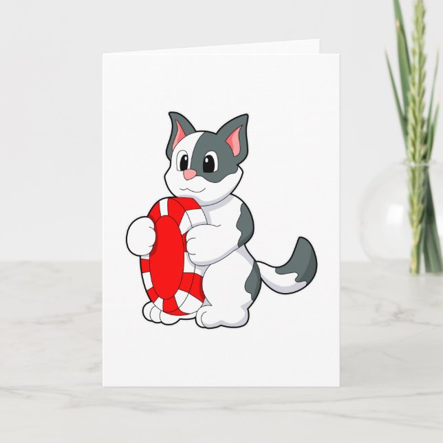 Cartão Gato com ficha de pôquer (Frente)