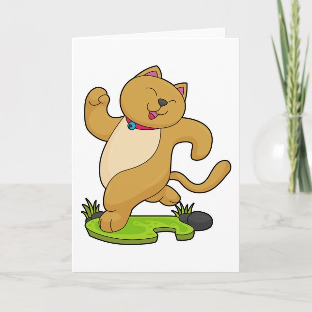 Cartão Gato com Gargantilha Correndo (Frente)