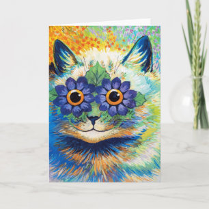 Cartão Gato com Olhos de Flor Louis Wain Pos
