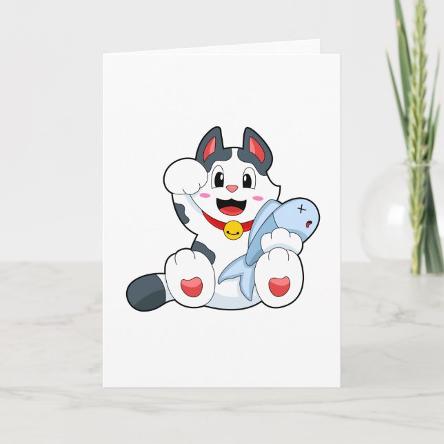 Cartão Gato com Peixe (Frente)