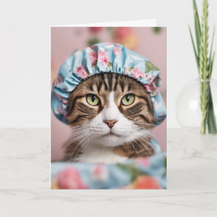 Cartão Gato Com Tampo De Chuveiro De Aniversário