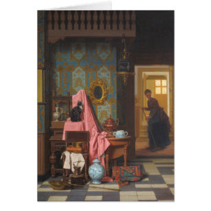 Cartão Gato com um Birdcage