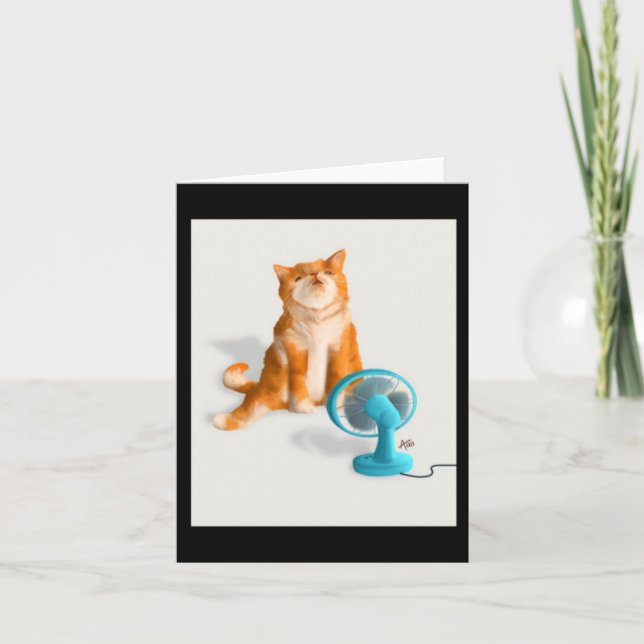 Cartão Gato Com Ventoinha (Frente)